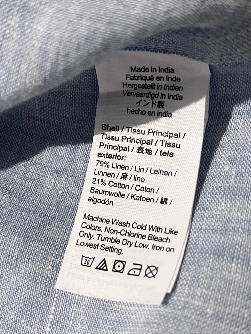 J.Crew Men’s S Linen Cotton Button Down Shirt Blue Short Sleeve Summer - Picture 3 of 6